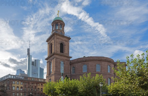 Paulskirche church in Frankfurt Germany with a skyscraper in the background