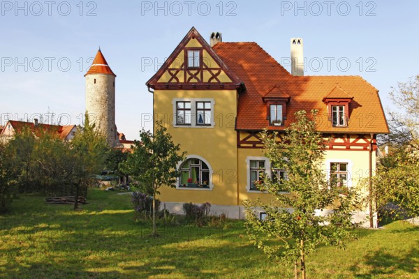 Half-timbered house, Krugsturm, Dinkelsbühl, Middle Franconia, Bavaria, Germany, Europe