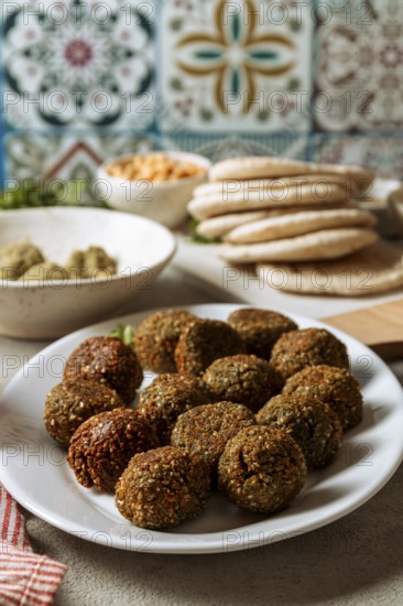 High angle tasty falafel plate