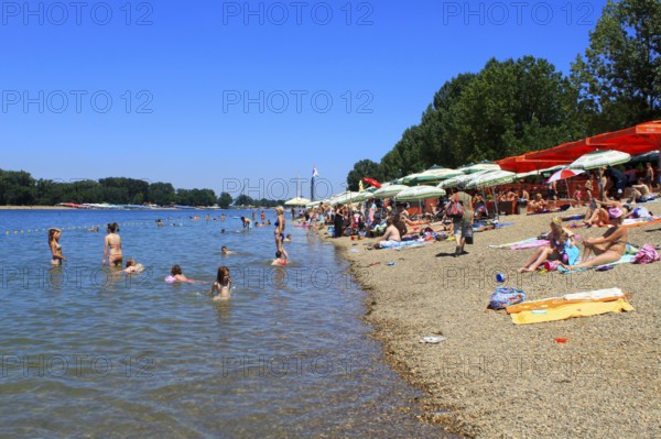 Beach, Ada Ciganlija, artificial lake, on the Sava River, Belgrade, Serbia, Europe