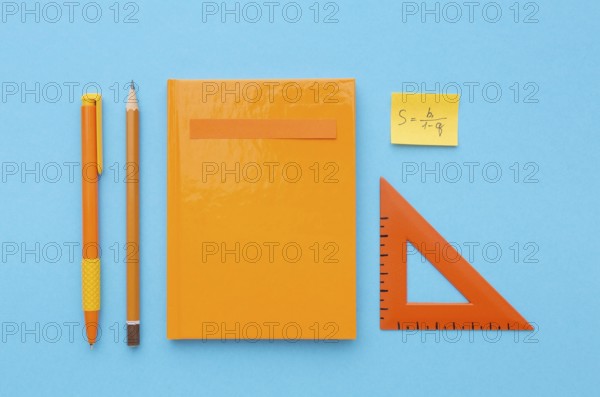 Flat lay school supplies composition