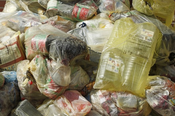 Yellow bags for plastic waste, waste separation, Germany, Europe
