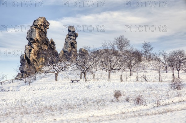 Devil's Wall in the Harz Mountains Winter Impression Bode Valley