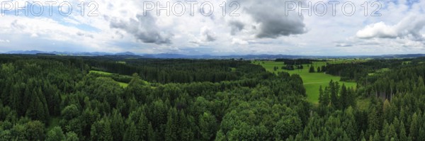 Aerial view of the Kempten forest near Dengelstein (also: Denkelstein) . Betzenried, Durach,