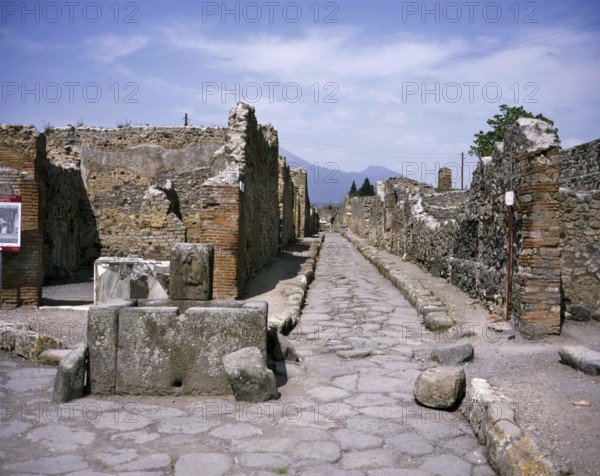 Pompeii in Italy, City destroyed and completely buried during an Eruption of the Volcano Mount