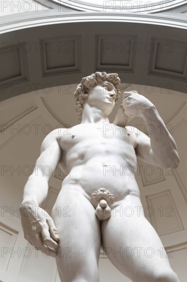 Florence, Italy - Circa August 2021: David sculpture by Michelangelo Buonarroti. The masterpiece of