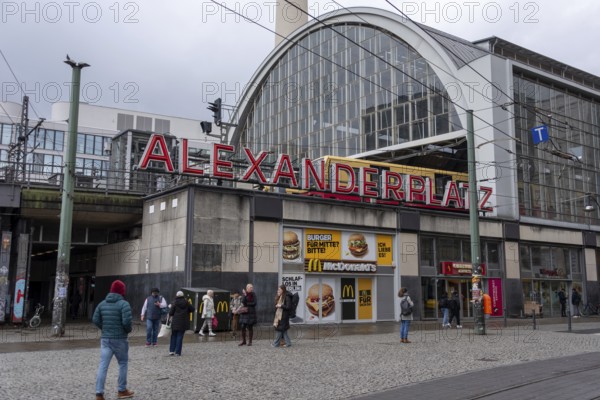 Alexanderplatz with station entrance and McDonald's sign, Berlin, Germany, Europe