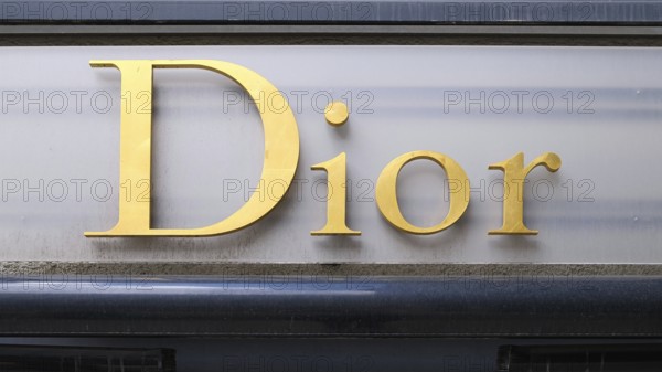 Lettering of the Dior brand, Hamburg, Germany, Europe