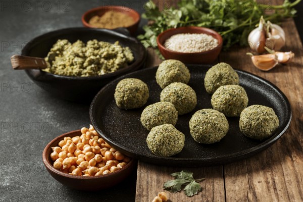 High angle falafel chickpeas
