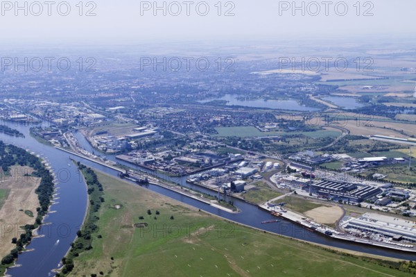Hanseatic port, Hanseatic terminal, Steinkopfinsel, Magdeburg, Saxony-Anhalt, Germany, Europe