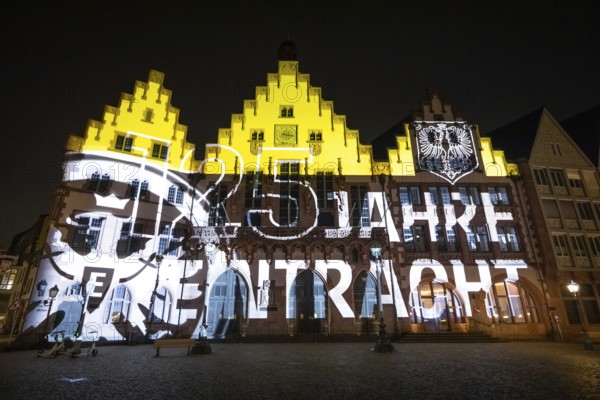 To mark the 125th anniversary of Eintracht Frankfurt, a video installation on the façade of the