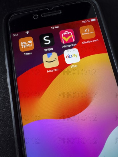 App symbols from above Chinese online retailers Online trade from China TEMU SHEIN ALIExpress