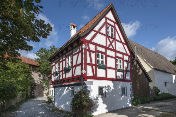Historic, renovated half-timbered house, An der Löpsinger Mauer 7, Nördlingen, Bavaria, Germany,