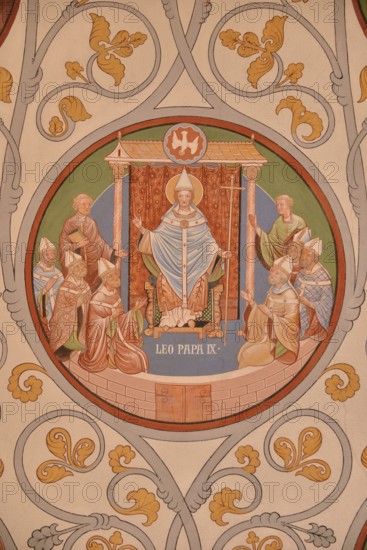 Ceiling painting of Pope Leo IX. in the Chapel of St. Leo, Eguisheim, Département Haut-Rhin,