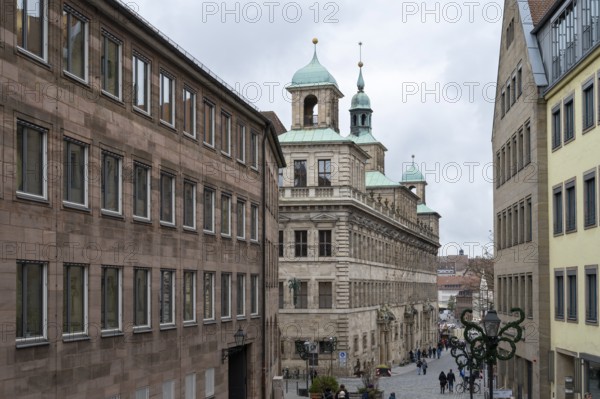 View of the city from Burgstrasse, Old Town Hall, Nuremberg, Middle Franconia, Franconia, Bavaria,