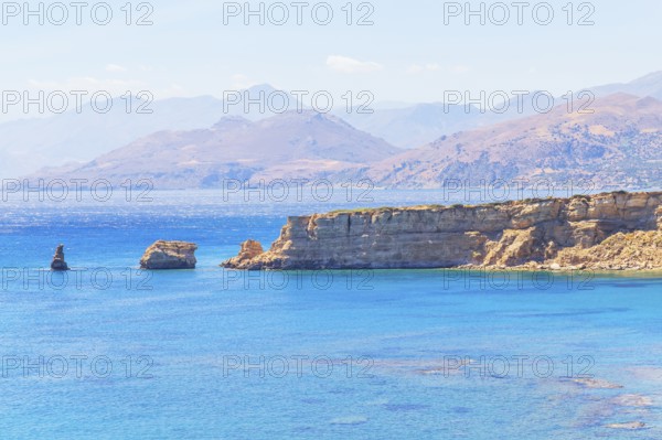 View of the White mountains from Agios Pavlos beach, Agios Pavlos, Southern Crete, Crete, Greek