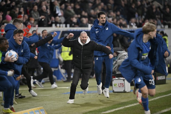 Goal celebration Coach Christian Ilzer TSG 1899 Hoffenheim Assistant coach Benjamin Hübner TSG 1899