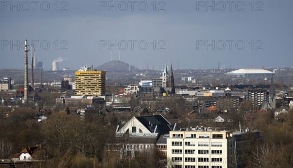 Gelsenkirchen, North Rhine-Westphalia, Germany - City overview Gelsenkirchen with old town church,