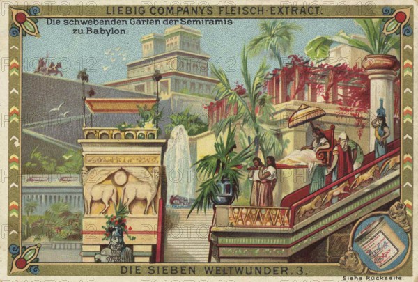 Picture series The Seven Wonders of the World, the Hanging Gardens of Babylon, Liebig picture,