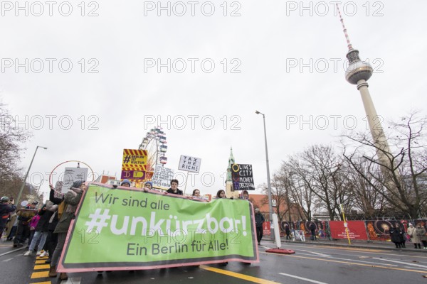 Front banner We are all #unkürzbar! A Berlin for all! at the #unkürzbar! Demonstration against the