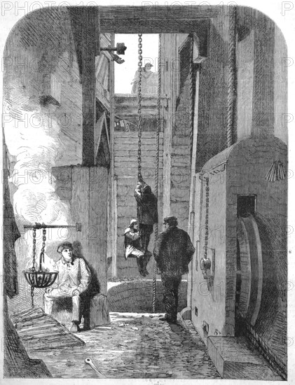 Entrance to New Hartley Mine, Coal Mine, Northumberland, 1869, England, Historic, digitally