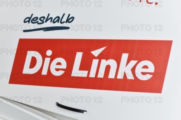 Germany, January 1st 2025: Close up of logo of left political party 'Die Linke' on election poster