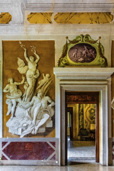 Louis Dorigny, pairs of mythological figures in the Sala di Flora, 17th century Villa Manin,