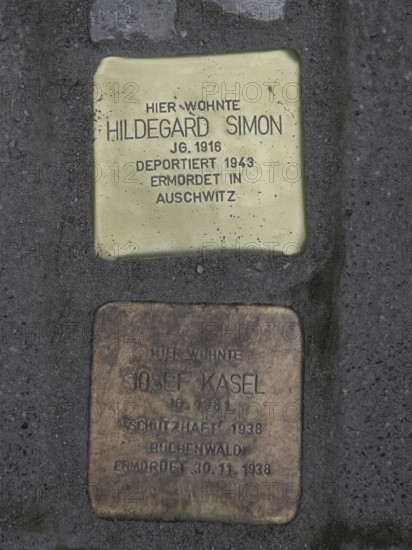 Stolpersteine freshly laid by the artist Gunter Demnig on 11/11/2021 in Magdeburg, Stolpersteine
