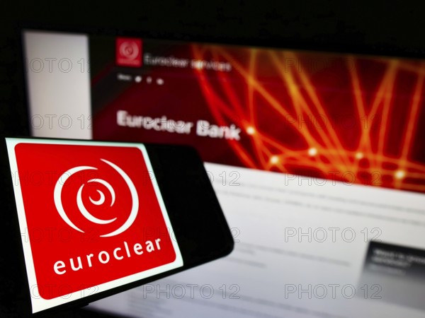 Stuttgart, Germany, 01-06-2022: Cellphone with logo of Belgian financial company Euroclear Group on