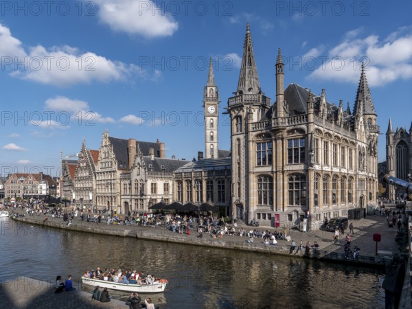 Medieval old town centre with historic buildings former post office building, St. Nicholas Church,