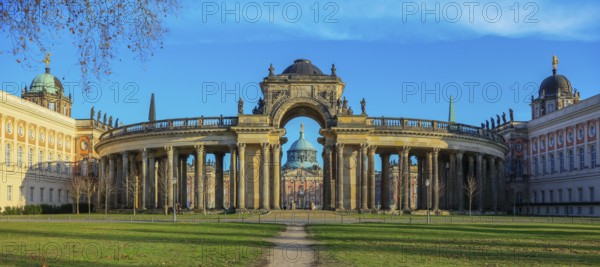 Colonnades with Triumphal Gate, New Palace, Unesco World Heritage Park Sanssouci, Potsdam,