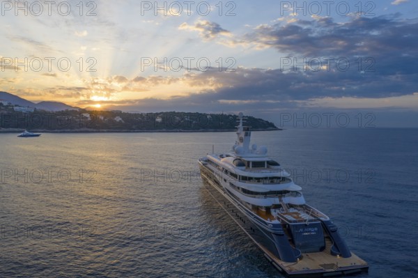 Aerial view of 133 metre motor yacht AL MIRQAB, delivered in 2008 by the German shipyard Kusch