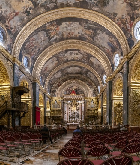 Valletta, Malta, 23 December, 2023: interior view of the Co-Cathedral of Saint John in Valletta,