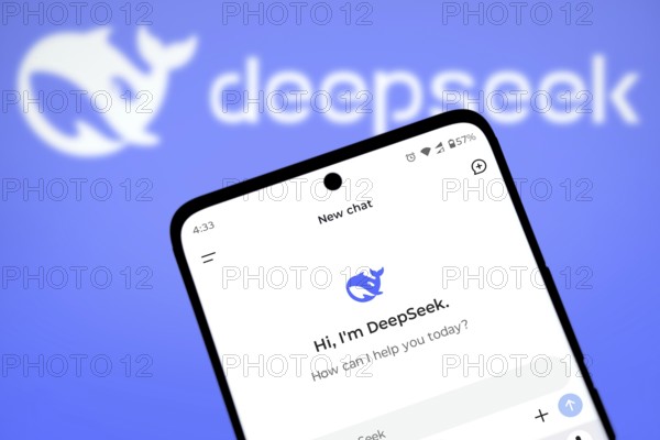 Close-up of a smartphone screen displaying the deepseek app