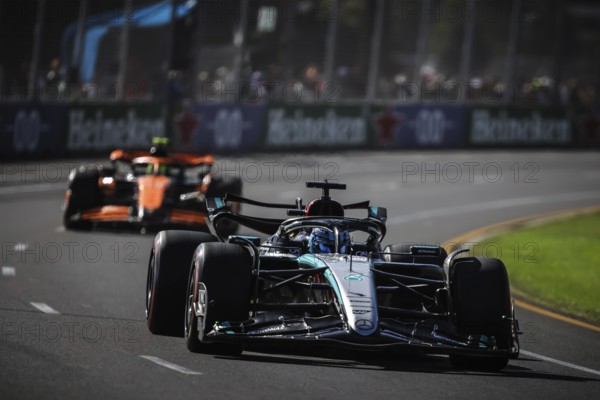 MELBOURNE, AUSTRALIA, MARCH 23: George Russell of Great Britain drives the Mercedes AMG Petronas F1
