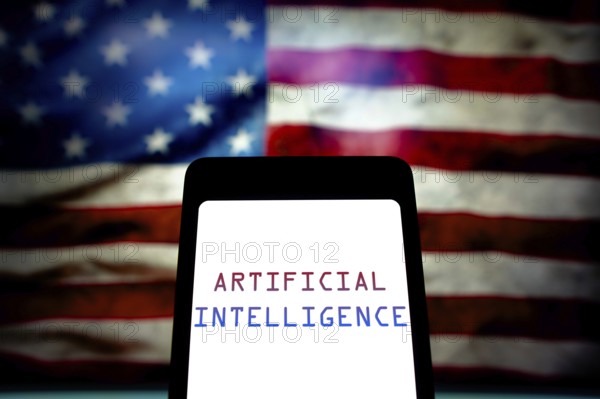 May 21, 2024, Brazil. In this photo illustration, the Artificial Intelligence (AI) text is