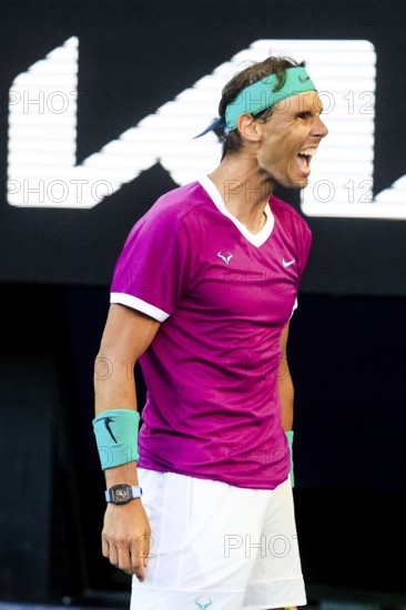 MELBOURNE, AUSTRALIA, JANUARY 25: Rafael Nadal of Spain beats Denis Shapovalov of Canada on day 9