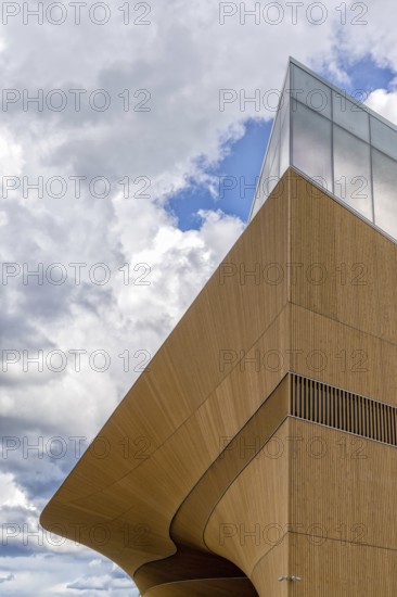 Helsinki, Finland: 4 August, 2021: vertical view of the modern architecture style of the Kiasma Art