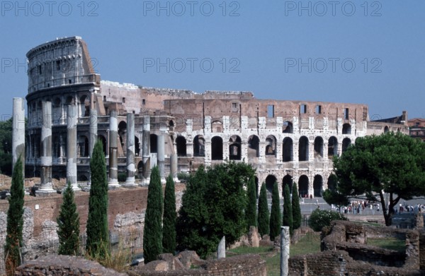Colosseum and parts of Foro Romano, Rome, Italy, Landscape, horizontal, Ruins, ruins, Rome, Italy,
