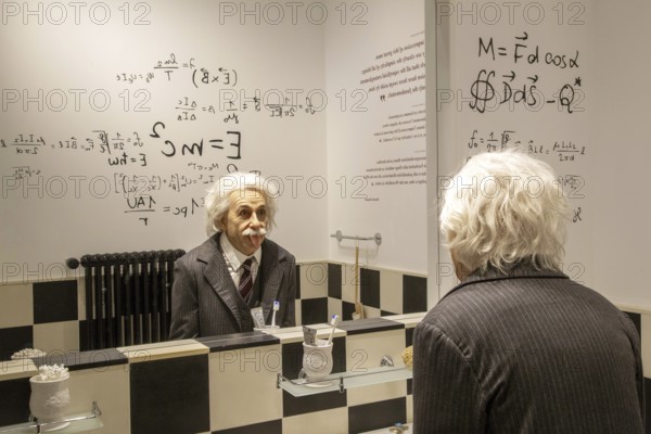 Albert Einstein, wax figure, Charlie Chaplin Museum, Chaplins World, Corsier-sur-Vevey, Canton