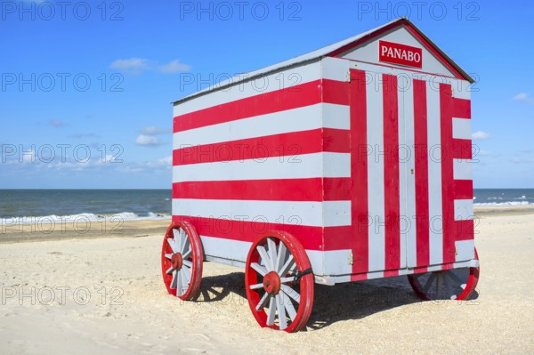 Beach hut, beach huts, beach cottage, De Panne, West Flanders, Belgium, Europe