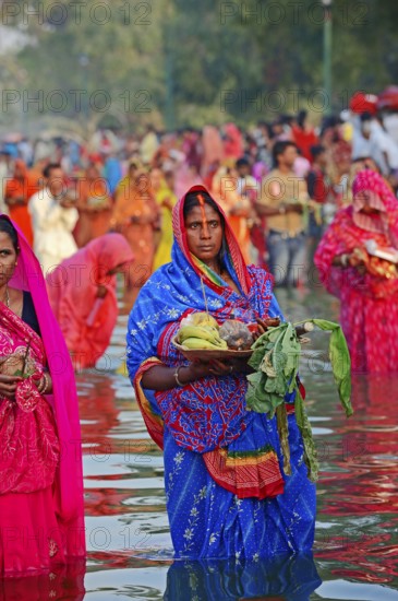 Hindu woman at Hindu Chhath festival, New Delhi, New Delhi, New Delhi, Chhath festival, Hindu
