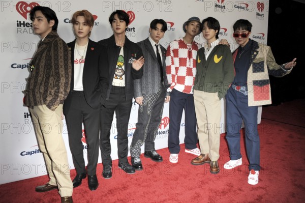 V, Suga, Jin, Jungkook, RM, Jimin and J-Hope of BTS at the 102.7 KIIS FM's Jingle Ball 2021 held at