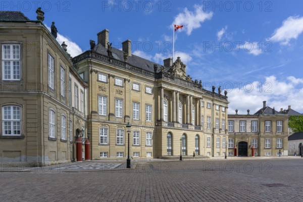 Copenhagen, Denmark - 13 June, 2021: view of Christian VIII Palace on the Amalienborg Castle Square