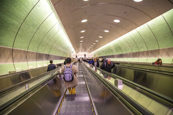 Escalator at Grand Central Station, New York's main railway station, Midtown Manhattan, New York
