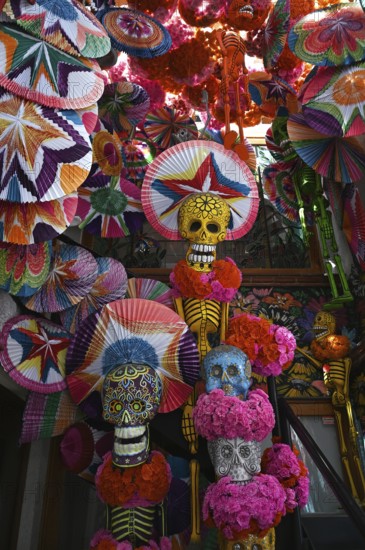 Colourful skeleton dolls, Coyoacan, Mexico City