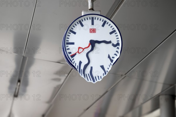 Plattling, Bavaria, Germany, March 10th 2024, train station clock of Bahnhof Plattling with
