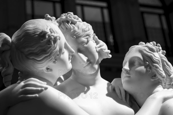 MILAN, ITALY - CIRCA JUNE 2020: Antonio Canova?s statue The Three Graces (Le tre Grazie).