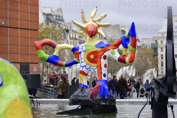 Sculptures, figures, the Stravinsky Fountain, also known as the Tinguely Fountain, detail, Centre