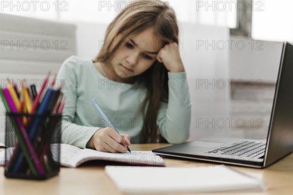 Girl participating online classes